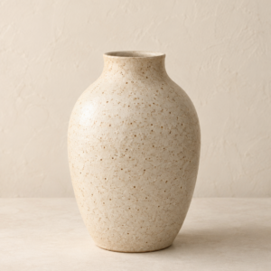 Speckled Stoneware Vase, Cream